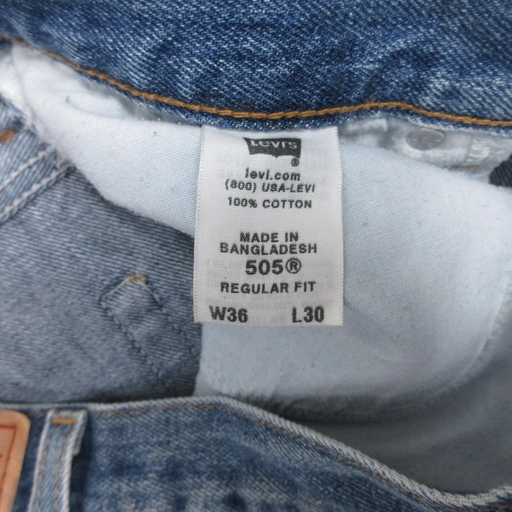 Vintage Levis Jeans Mens‎ 36x30 Blue 505 Regular Fit Faded Whisker Denim Pants